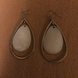 White and silver drop earrings